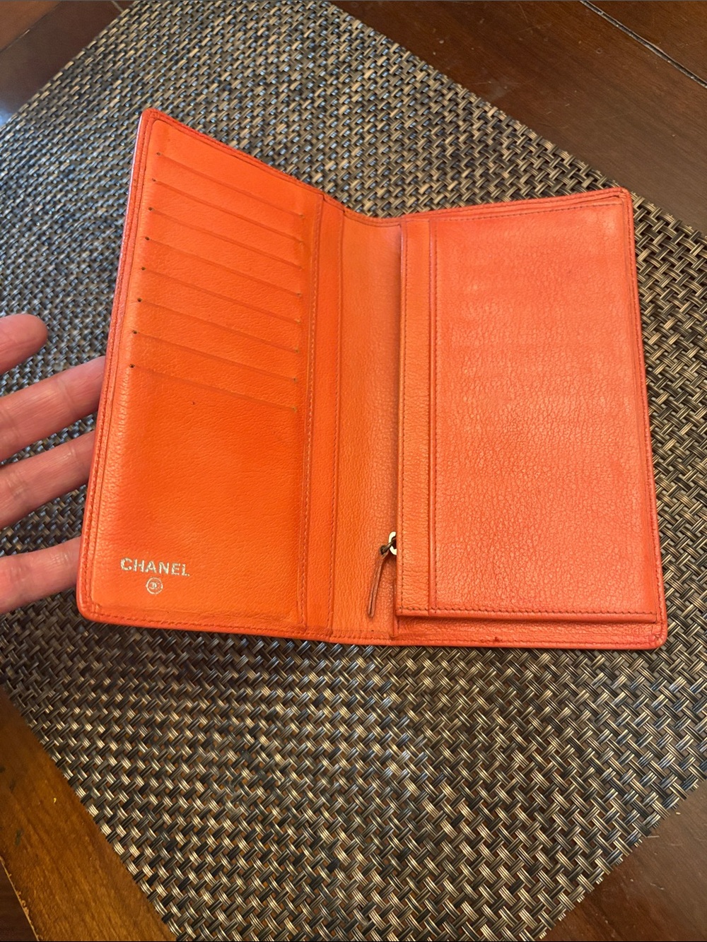CHANEL Coral Embossed Soft Leather Long Wallet with Camellia Detail - Picture 7 of 9